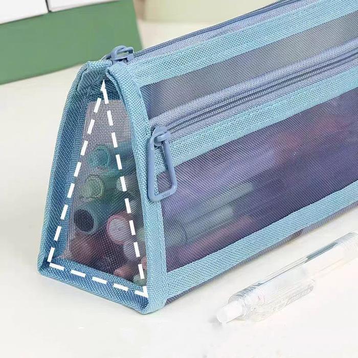 "New" Tempat Pensil Korea Mesh / Tempat Pensil Transparan Simple Transparan