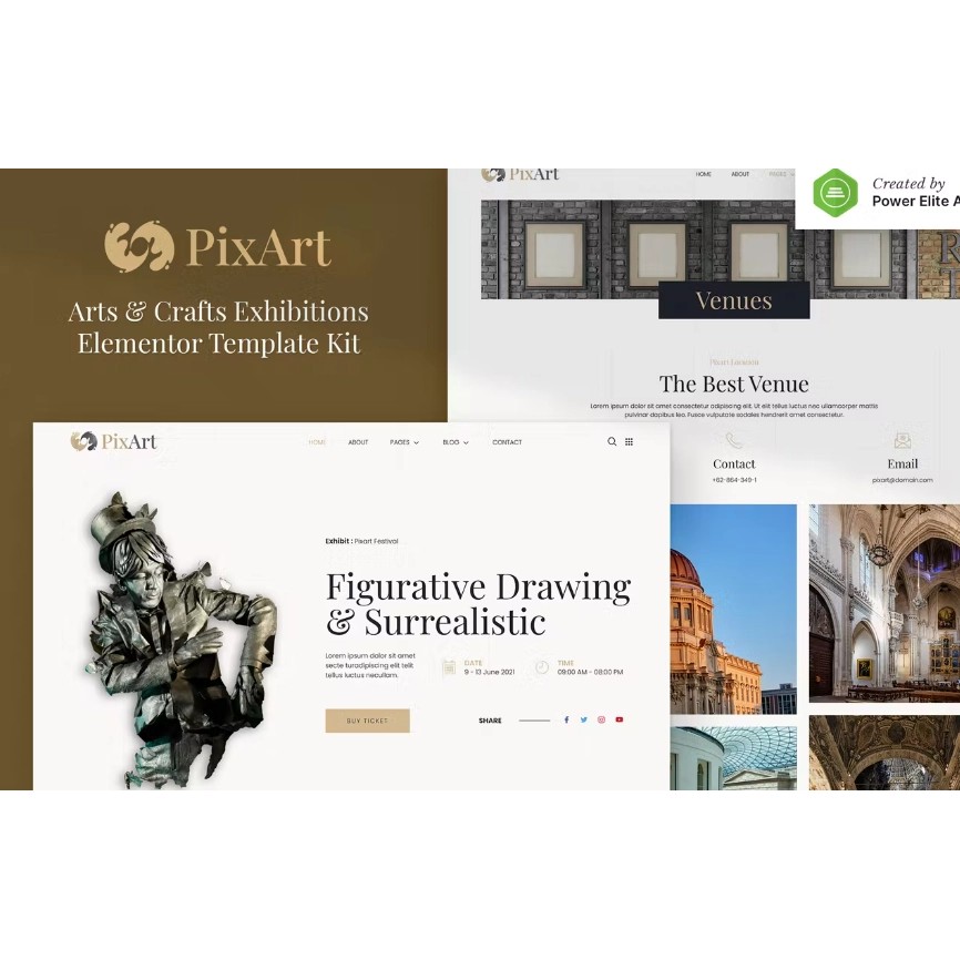 Pixart – Arts & Crafts Exhibition Elementor Template Kit