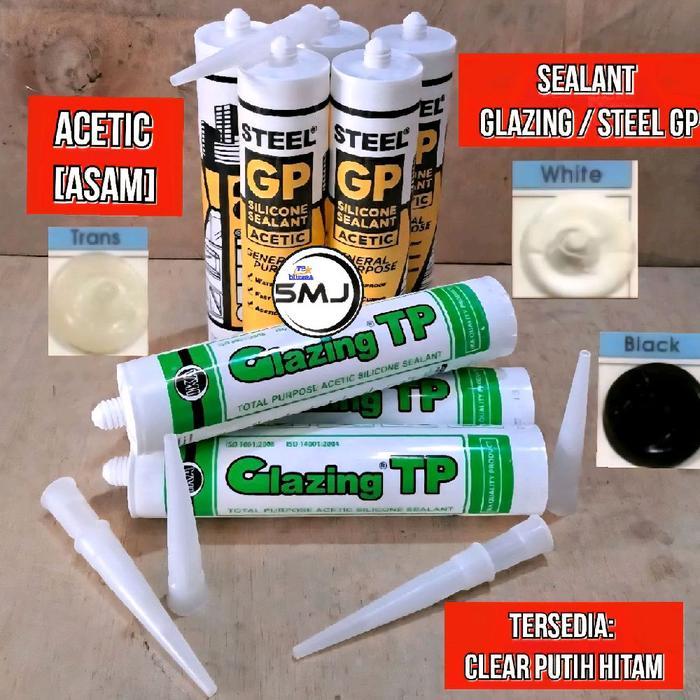 Sealant Sealen STEEL Lem Kaca Steel Lem Silikon Putih Hitam Clear Coklat Abu abu Sealant Sealan