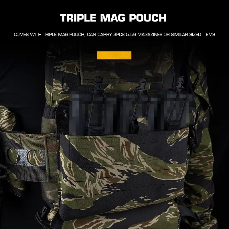 Tactical V5 Pc Plate Carrier Set Ferro Style Hunting Plate Carrier Tiger With Elastic Waistband