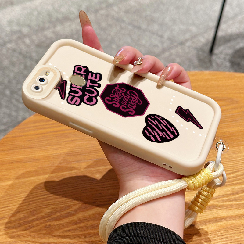 Casing Hp untuk OPPO A7 A5s A12 A12s A11K Case Casing HP Softcase Ponsel Soft Shell dengan Tali Sili