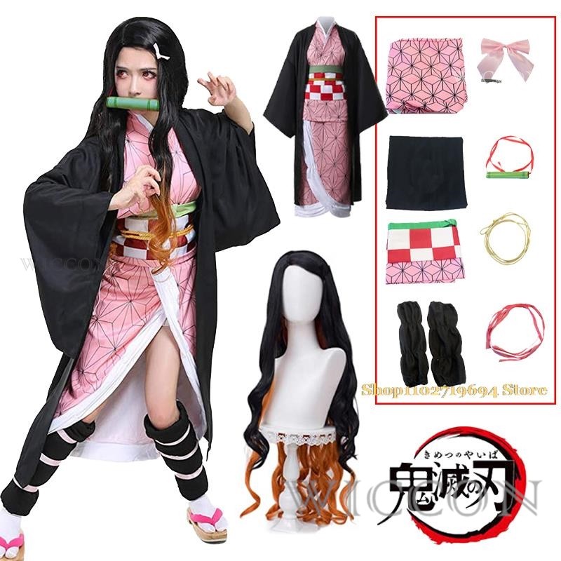 Nezuko Cosplay Kamado Nezuko Cosplay Costume Anime Uniform Kids Halloween Clothes For Women