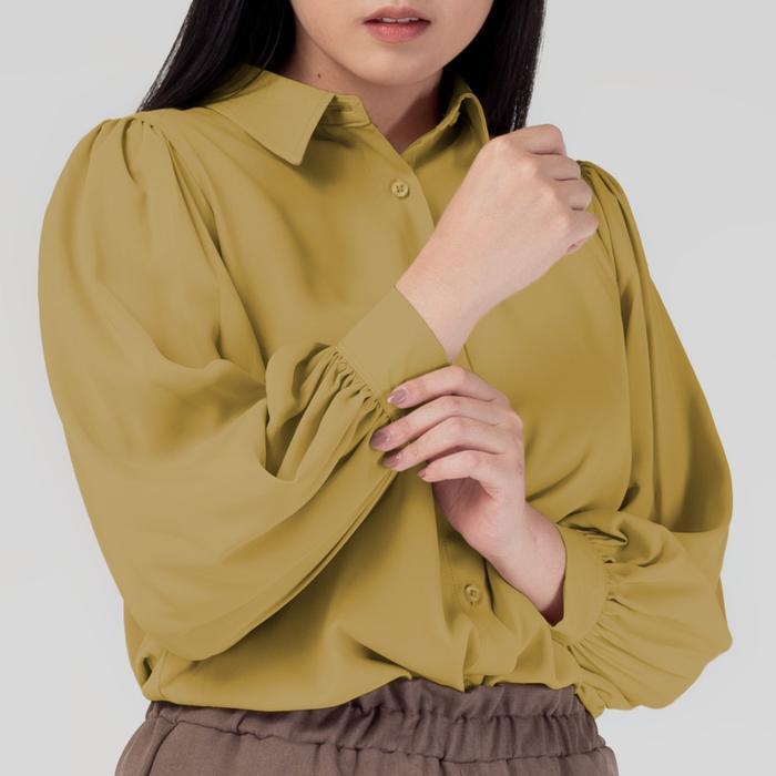 Benhill Baju Kemeja Wanita "Seori" Tops Lengan Panjang Balon Puff New Colors Nyaman Keren Basic