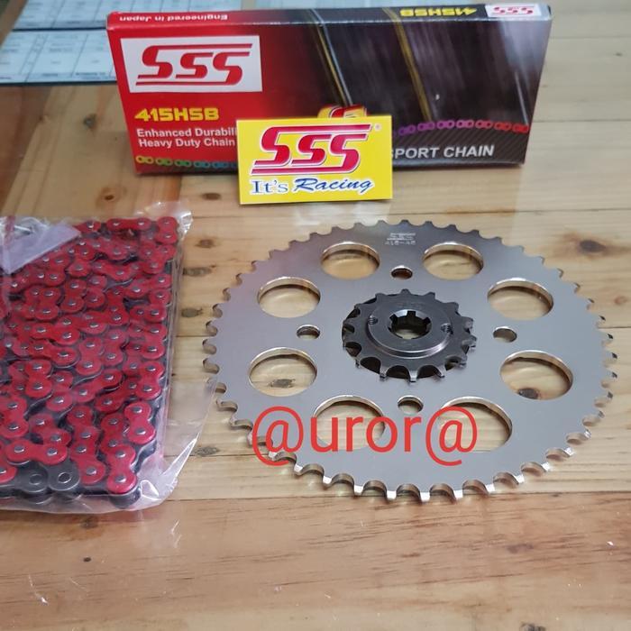 Gear Set Sss Cbr 150 R / Cb 150 R / Sonic & Rantai Sss 415 Hsb Red