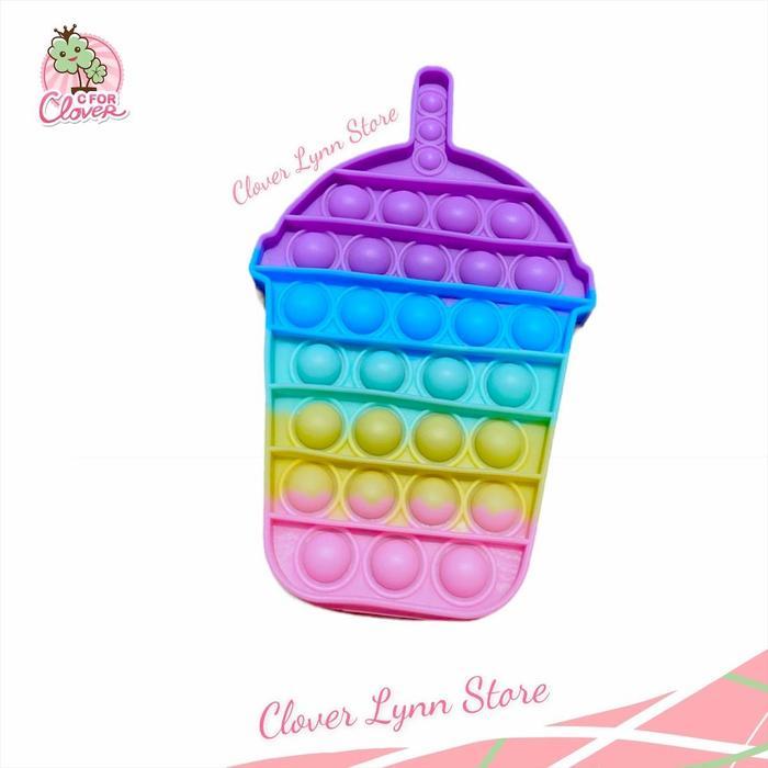 POP IT PASTEL BOBA / popits milk tea lucu murah rainbow drink minuman