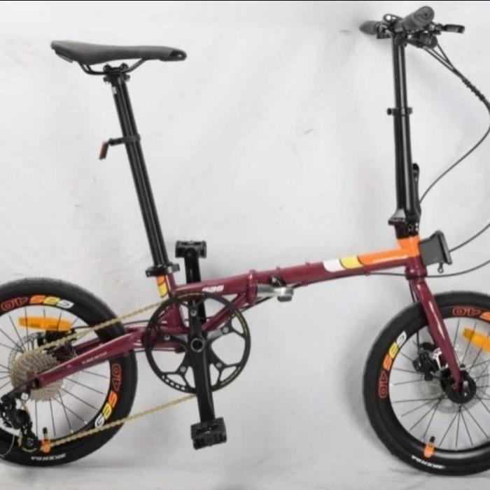 Sepeda Lipat 16 inch Rubick GAS sensah 10 speed hydrolic - Wine