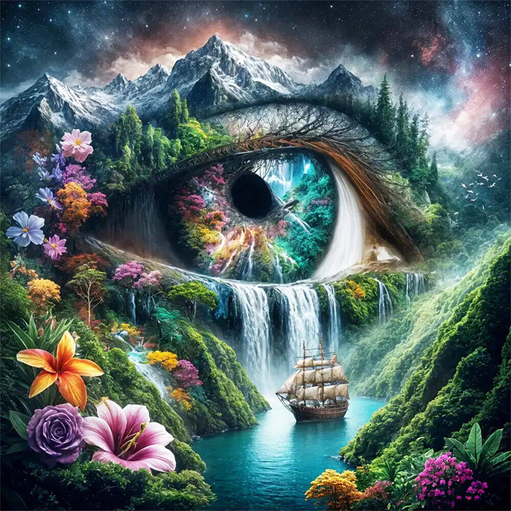 Momoart Diy Diamond Painting Eye Stitch Kits Rr Diamond Mosaic Waterfall Landscape Embroidery Ship
