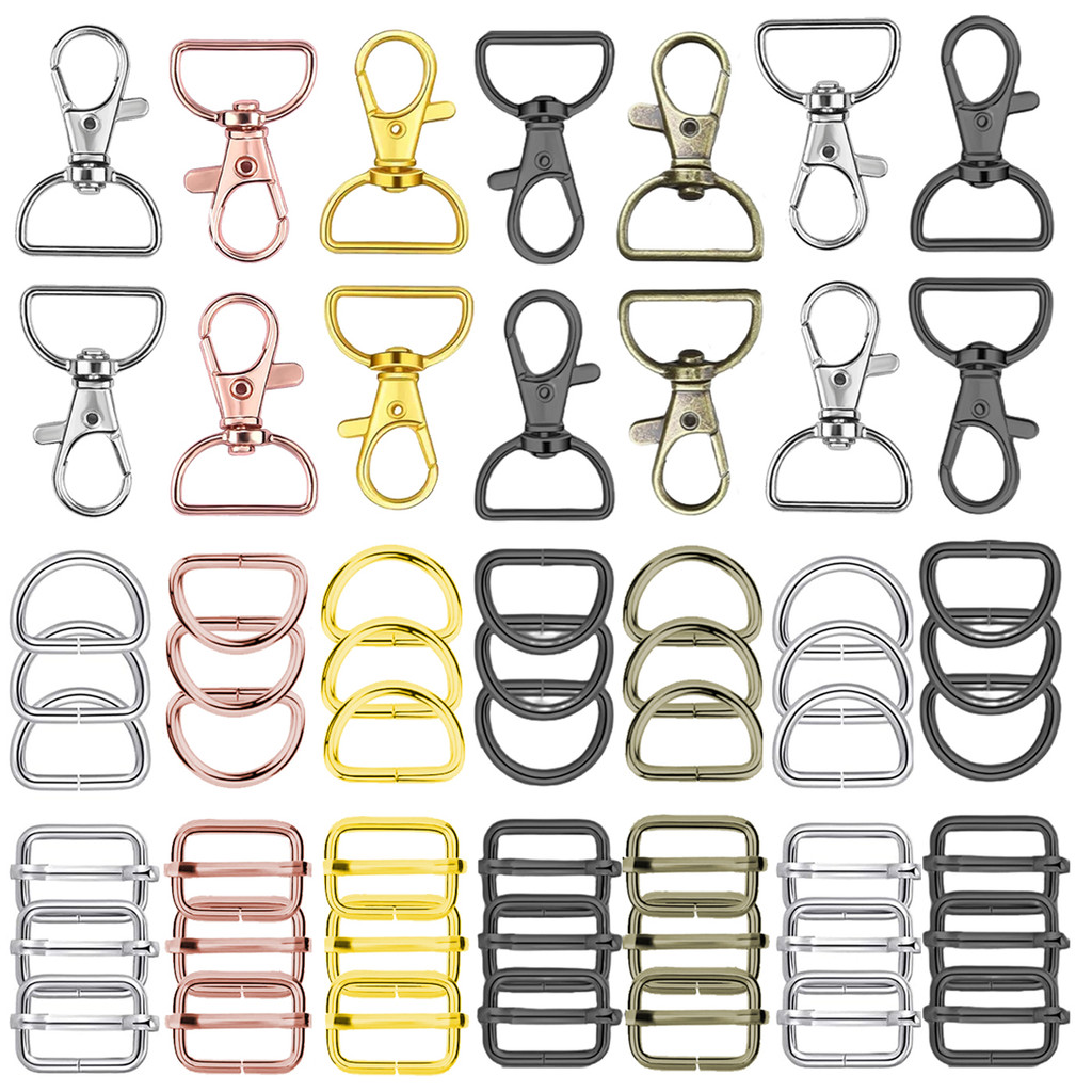 30 Pack Swl Clasp D Ring And Slider Clasp Set Lanyard Snap Hook Keychain Clip Hook D Keychain Ring