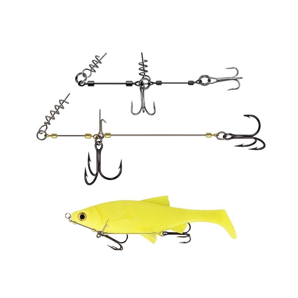 Waterboy S/M/L Fish Screw Rig Kit Double Fishing Treble Hooks W/ Pike Center Pin Shad Belly Stingers
