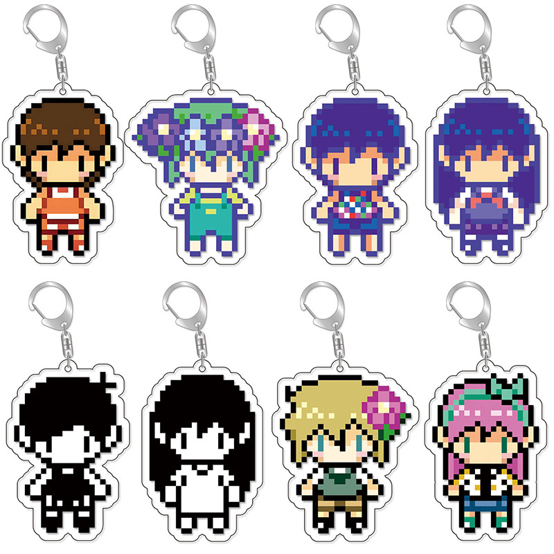 Cartoon Game Omori Keychain Pixel Figure Fun Creat Basil Kel Sunny Pendant Key Ring Chain Car Bag