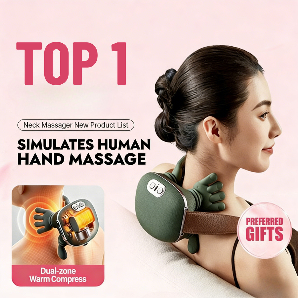 Neck Massager Electric Muscle Massager Heating Cervical Neck Massager Pain Relief Portable Neck