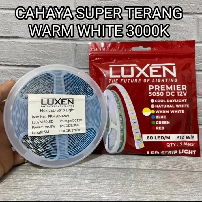 LAMPU LED STRIP 5050 DC 12V LUXEN / LED STRIP 5050 5 METER WARM WHITE