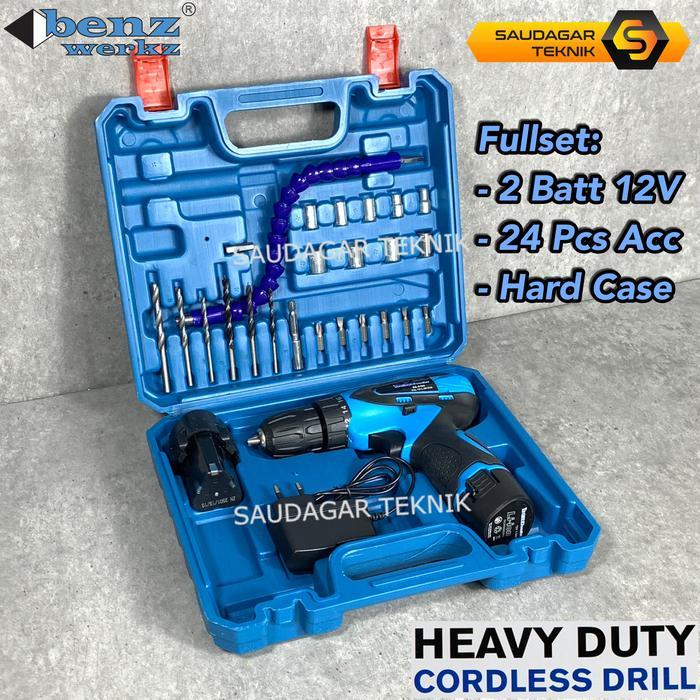 Bor Cordless Drill Benz 18V 12V Mesin Bor Batre Benz 12 V 18 V