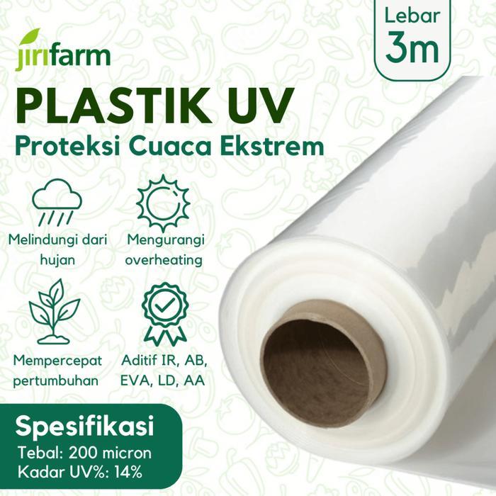 JIRIFARM - Plastik UV Green house Tebal 200 Micron 14% Lebar 3 Meter Eceran Per Meter