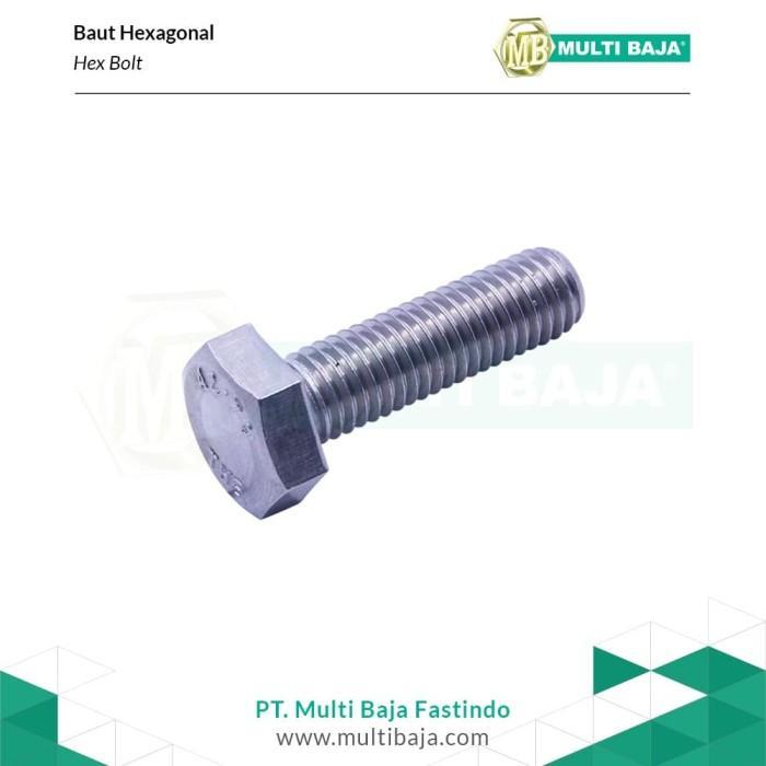 v Baut Hexagon Stainless Steel 304 M20 x 80 FT (Hex Bolt)