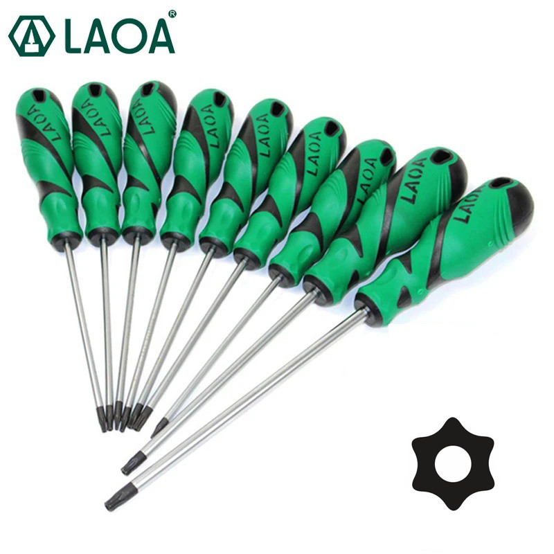 LAOA 9PCS Torx Screwdriver Sets S2 Middle hole Torx Hexangular Screwdriver Bolt Driver Special