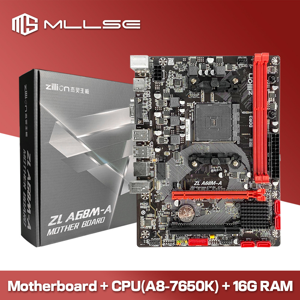 Mllse New Zl A68M-A Motherboard With O Kit Set Cpu A8-7650K Ram*1 Ddr3 16Gb 1600Mhz Desktop Memory