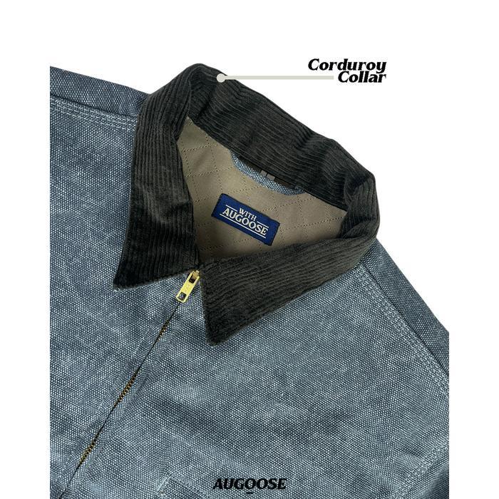 Augoose Cobalt Blue Active Jacket Washed Duck Canvas
