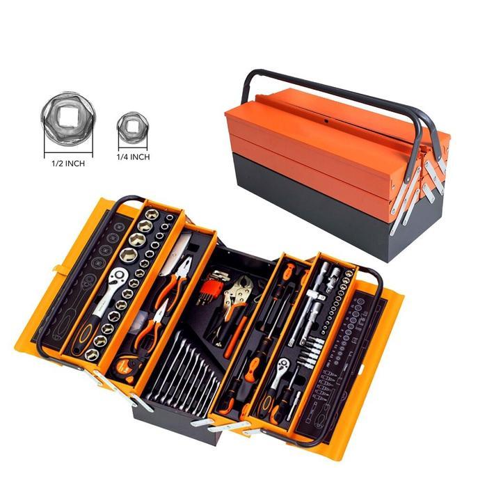 Reaim Tool Kit 85 Pcs Tool Box Perkakas Kunci Sok Set Pekerjaan Mobil Tool Box Set Alat Bengkel Tool
