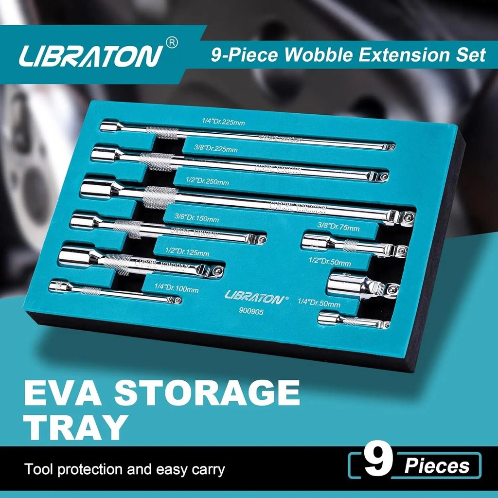 Libraton Wobble Extension Set Socket Extensions Set Ratchet Extensions 1/4" 3/8" 1/2" Wobble
