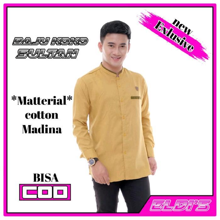 Baju Koko Muslim Pria Dewasa Lengan Panjang Kain Katun Madina Tbk