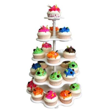 Rak Susun Plastik Kue 5 Stand White Cup Cake Tray