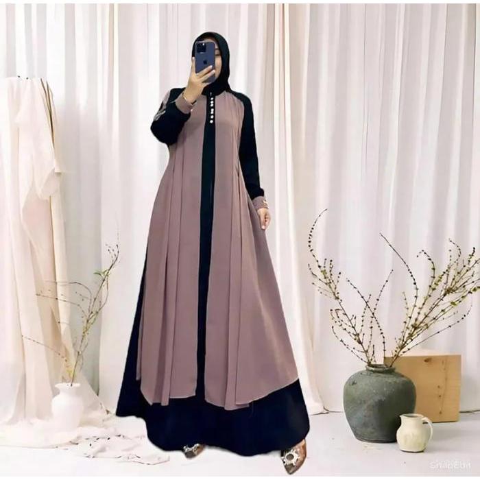 Gamis Outer Abaya Mewah Simpel Elegan Terbaru 2025 Gamis Wanita Muslimah Ld 120 Tbk