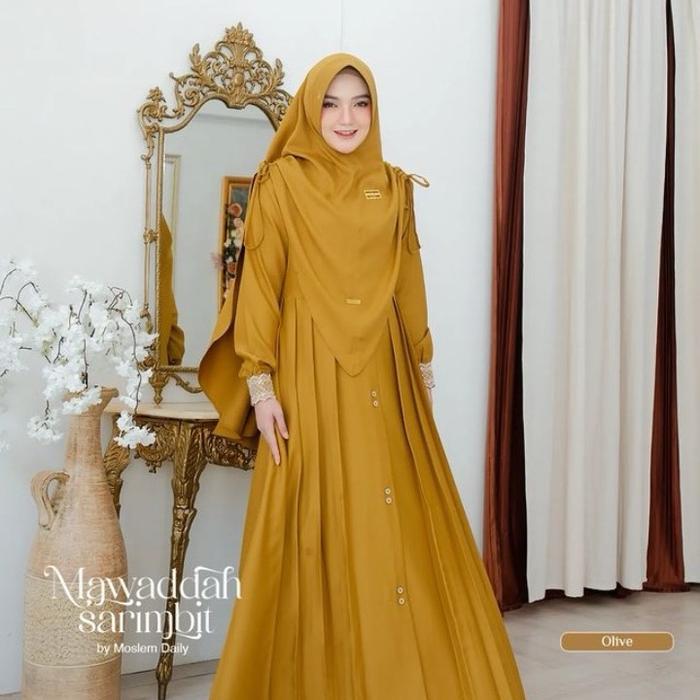 Demiza Grosir Mawadah Syari Gamis Set Khimar Serut Terbaru Bahan Crinkle Airflow Premium Renda