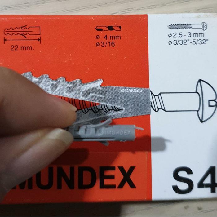 Fisher IMUNDEX S4 isi 100pcs / Fiser S 4 / Viser Lubang Dinding 4mm