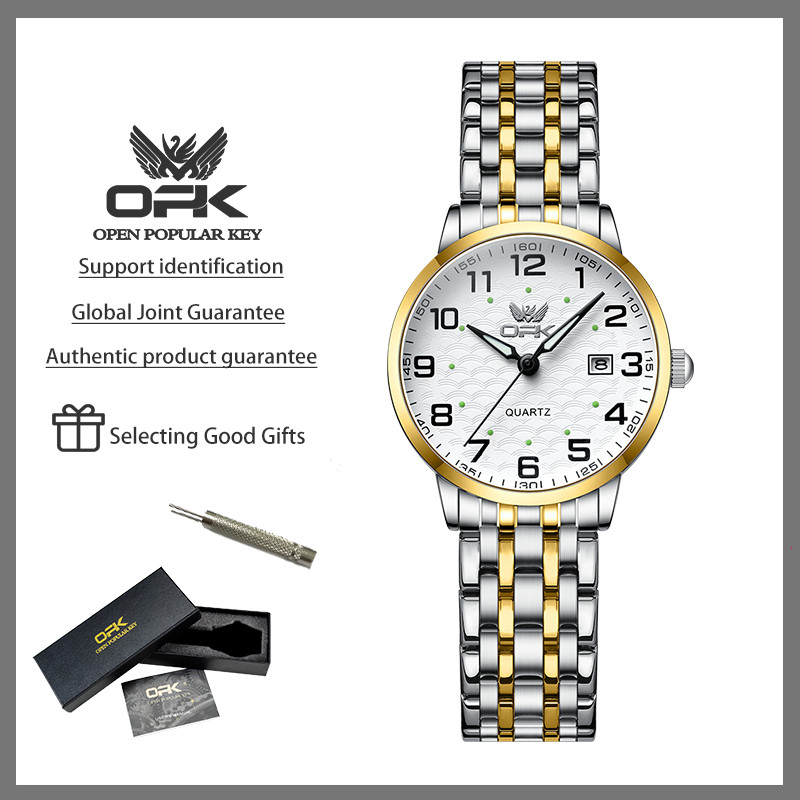 OPK FASHION LADY WATCH STAINLESS STEEL STRAP DIGITAL SCALE QUARTZ WATCH WATERPROOF LUMINOUS