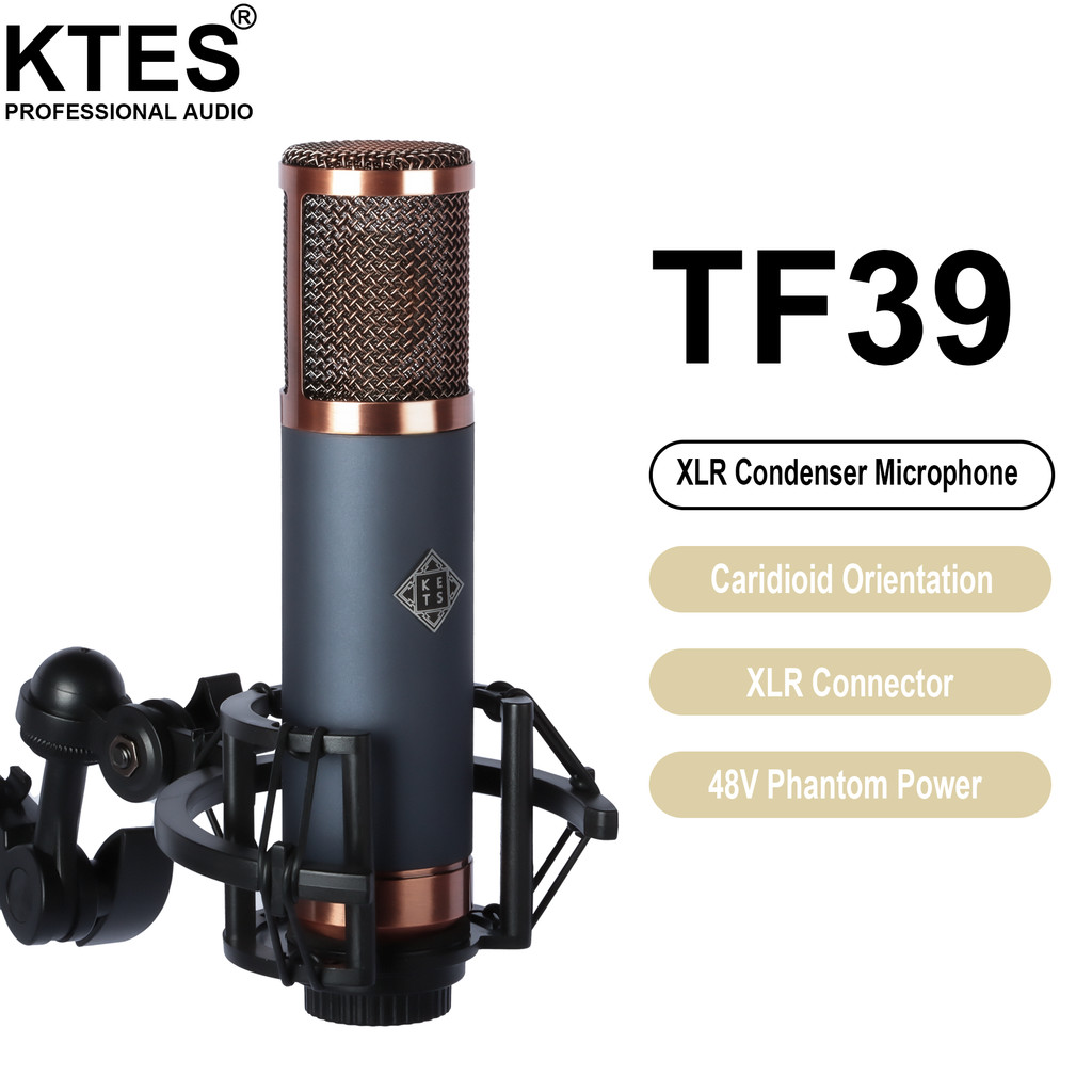 TF39 Condenser Microphone 26mm / 34mm Large Diaphragm XLR Studio Recording Mic for Vocals Podcasting