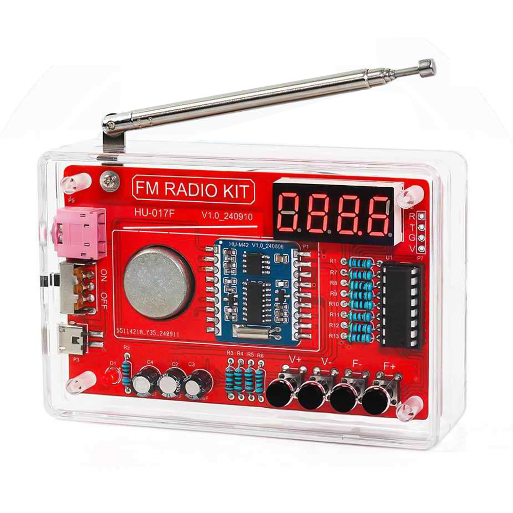 Terbaik DIY Electronic Kit FM Digital Tube Display Radio 87-108MHZ Button Adjustable RDA5807 DIY Sol