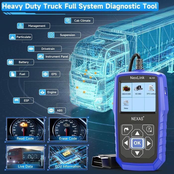 NEXAS NL102 12V/24V TRUCK OBD2 SCANNER FOR /VOLVO /HINO/ISUZU/FUSO/UD