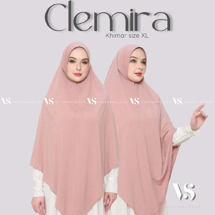 Valenshaqueen Clemira Khimar XL Hijab Instan Jilbab Syari Kerudung Jumbo Hijab Jersey Ori Muslim