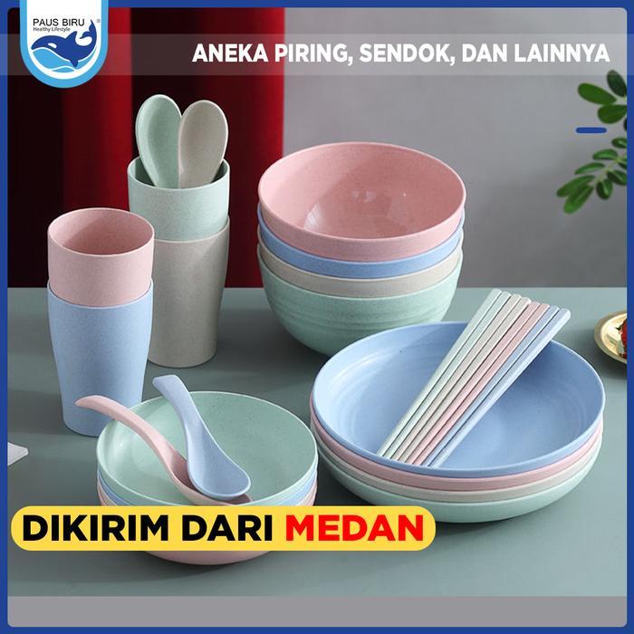 Gelas Wheat Straw/Mangkuk Wheat Straw/Piring Makan Wheat Straw