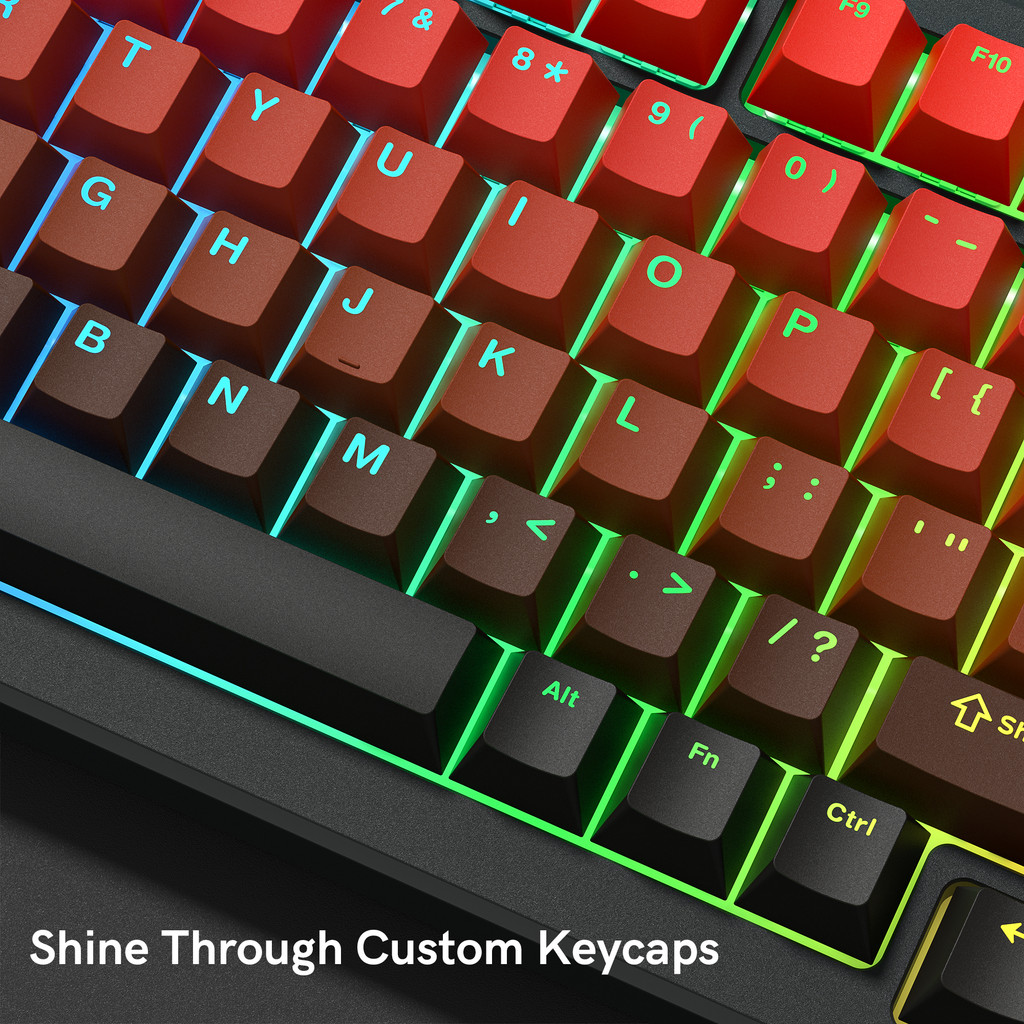Gradient Red Cherry Profile RGB Backlit Keycaps PBT Double Shot Shine Through Keycaps for Cherry MX