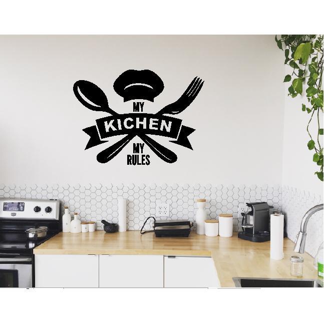 Wallstiker My Kitchen My Rules Hiasan Dinding Kaca Cafe Resto Dapur