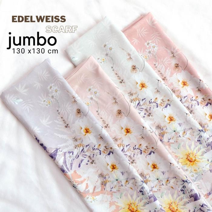 Hira - Hijabwanitacantik - Edelweiss Scarf Jumbo Hijab Polycotton Premium Printing Segi Empat Scarf