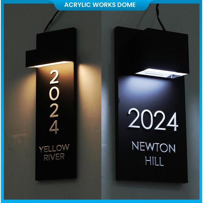 ORIGINAL Nomor Rumah LED Akrilik Papan Alamat Rumah Lampu Aesthetic Pilar READY STOCK
