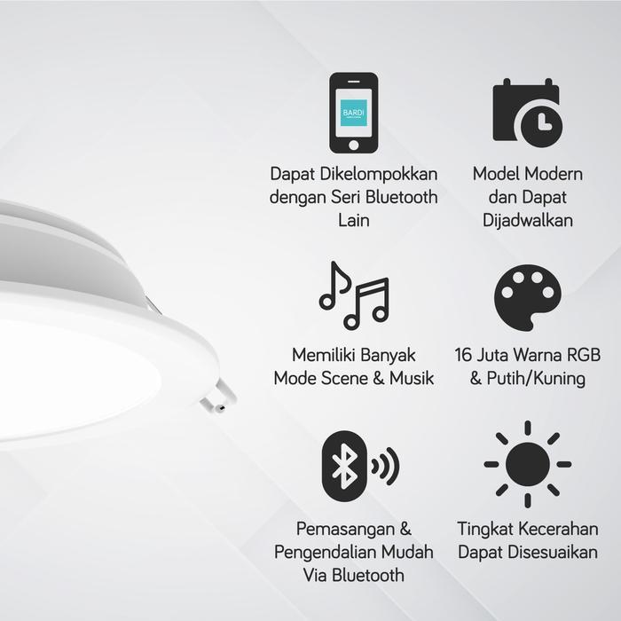 BARDI Smart Lamp Beacon Panel Lampu Downlight 14W RGBWW Bluetooth