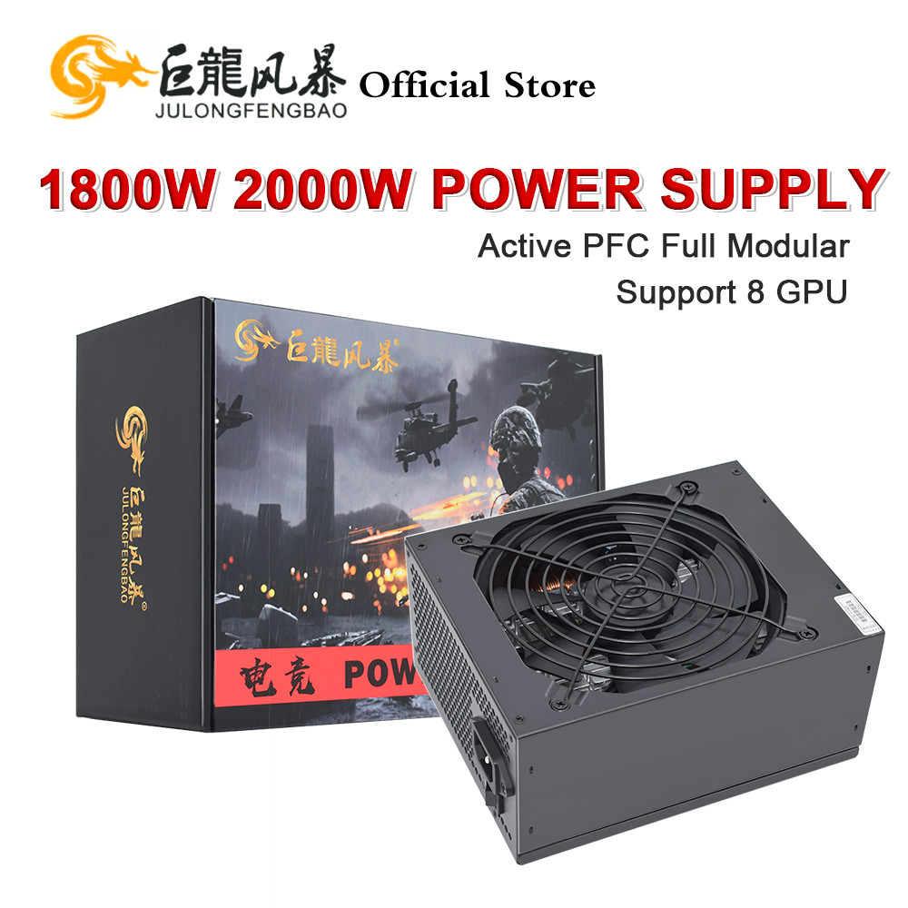 For BTC Miner Machine Support 8 GPU Full Module 1800W 2000W Mining Power Supply Ethereum ETC RVN ATX