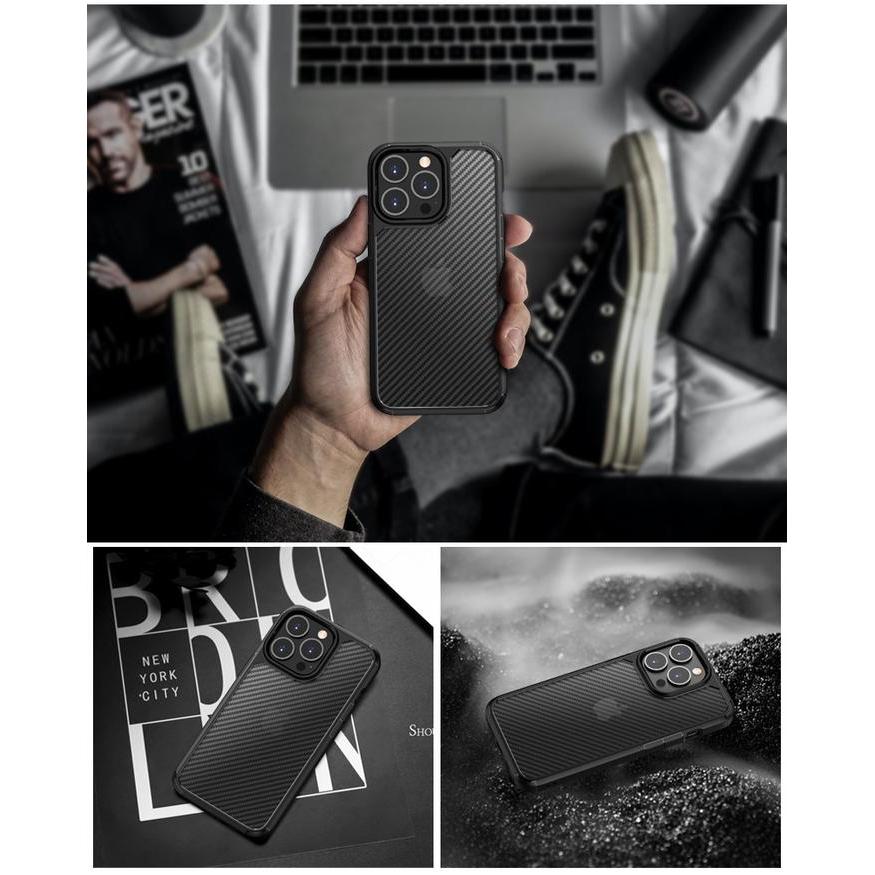 Koopgadget - Premium Carbon Hybrid Case Iphone 13 Pro Max Case Iphone 13 Mini