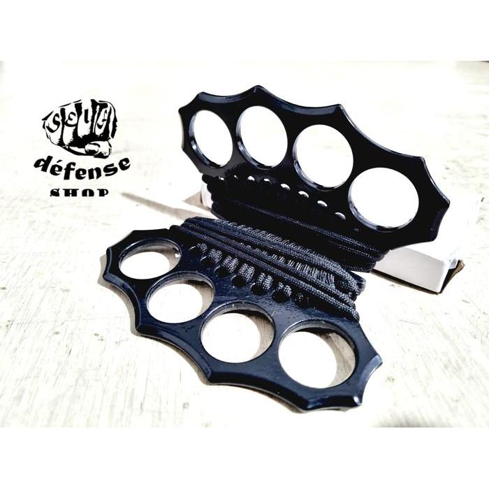 League - Knuckle Solid Steel Grip Paracord-Hitam & Silver "Self Defense "