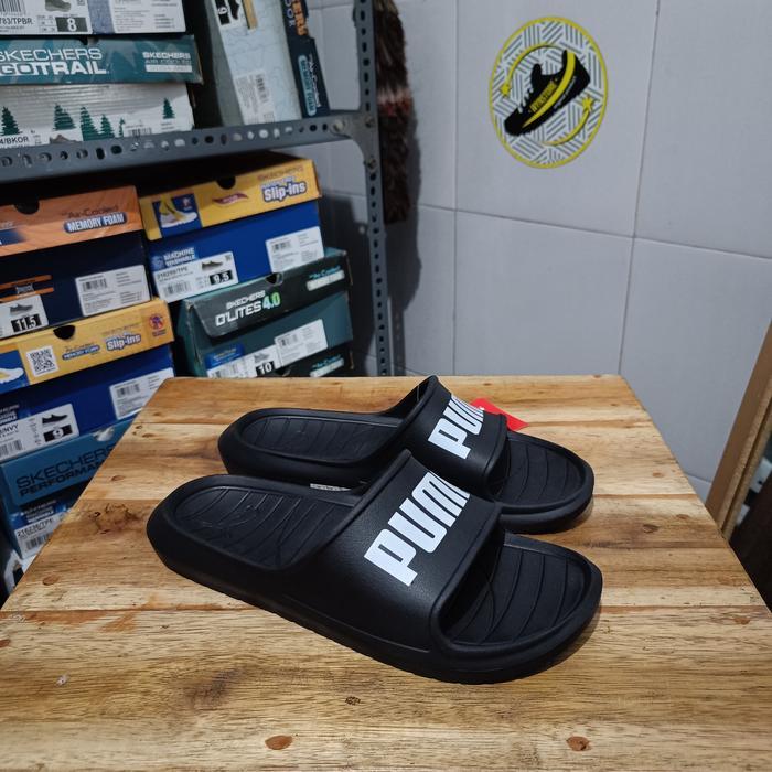 Premium Puma Sandal Slide / Selop - Divecat V2 Lite Black White Terlaris