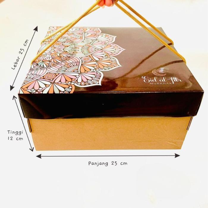 Stok Baru Box Cake Lebaran Kardus Jinjing Kotak Kue Lapis Legit Uk 25x25x12 cm
