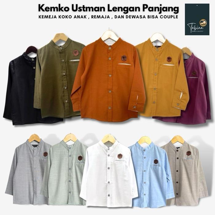 (SPESIAL RAMADHAN) ATASAN KEMEJA KOKO COUPLE LENGAN PANJANG TABINA SERI USTMAN USIA 1 TAHUN HINGGA