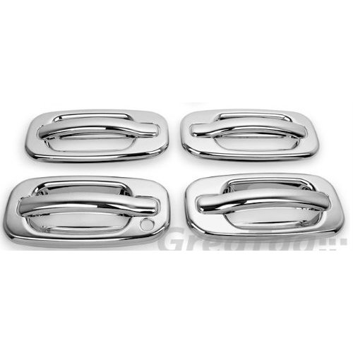 Chrome 4 Doors Handle Cover W/O Passenger Side Keyhole for 02-06 Chevy Avalanche/99-06 Silverado/07 