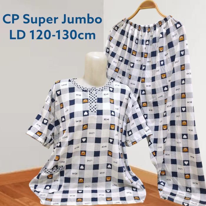 "New" Baju Tidur CP Super Jumbo Babydoll Wanita CP Oversize Bahan Kaos LD 130cm Gambar Bordir Dan