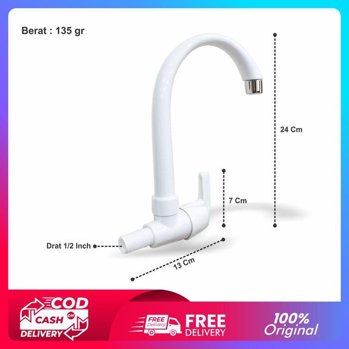 Toto - [Us] Kran Angsa Model Engkol Pvc Drat 1/2 Inch / Keran Cuci Piring Plastik Model Angsa Warna