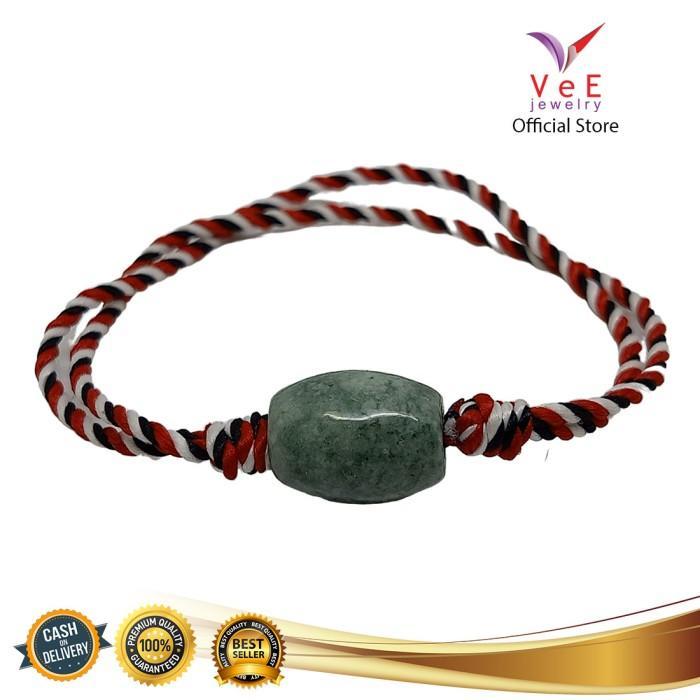 Gelang Kalung Tali Benang Tridatu Asli Bali Liontin Batu Giok Burma